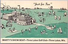 Vintage 1941 THREE LAKES, Wisconsin Advertising Postcard 