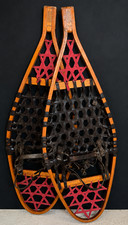 Vintage Floyd Westover Snowshoes 13x35 Bentwood Rawhide Gloversville NY Pair picture