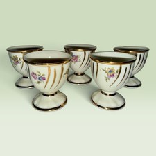 5 Rosenthal Kronach Elfenbein Porcelain Egg Cups Floral Gold Germany 1938-52 picture