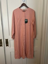 Vintage LL Bean Raw Silk Button Maxi Nightgown Womens Size 18 Peach Comfort NWT picture