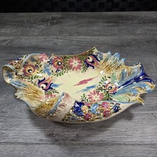 ANTIQUE 1880-1895 FISCHER J. BUDAPEST HUNGARIAN MAJOLICA RETICULATED CENTERPIECE picture