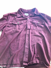 Goodfellow & Co Men's L Purple Solid Twill Long Sleeve Button-Up Shirt Pockets picture