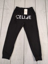 CELINE Big Logo Drawstring Sweatpants Mens M Black Customized Streetwear NWD picture