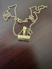 Vintage 1980s Avon Signed Gold Tone Chain Necklace LOVE Seal Stamp Pendant. picture