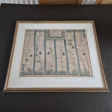 Interesting Early Antique Road Map Bristol To Chester Glazed Frame picture