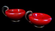 Archimede Seguso Murano Glass Red Gold Aventurine 2 Large 4.5