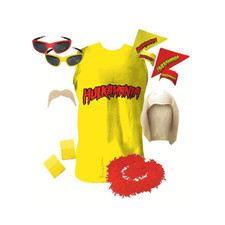 Hulkamania Hulk Hogan Halloween Cosplay Costume Set (Shirt-Wig-Bandana-Glasses) picture