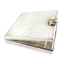 .Stunning Tiffany Art Deco Sterling Silver 14ct Gold Sapphires Compact Case 134g picture