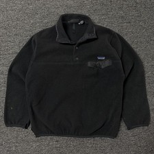 Vintage Patagonia Synchilla Snap T Fleece Black Pullover Sweater Mens Sz M picture