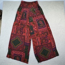 Farm Rio For Anthropologie Womens XS Wide-Leg Pants Bohemian Textile Patchwork picture