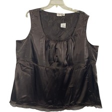 Cato Satin Beaded Empire Waist Top Women Plus Size 22/24W Chocolate Brown Blouse picture
