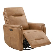CHITA Genuine Leather Swivel Glider Power Recliner with Power Headrest &USB Port picture