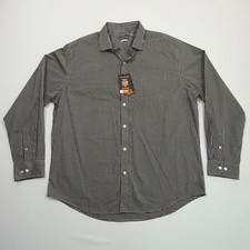 Van Heusen Shirt Men XL NWT Black Gingham Check Stain Shield Wrinkle Free Office picture
