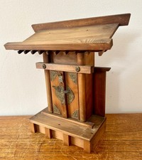 Vintage Japanese Kamidana Home Shinto Shrine with Ebisu Statue Showa Period picture