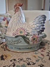 Fitz and Floyd Toulouse Hen Covered Vegetable Serve Bowl, EUC  picture