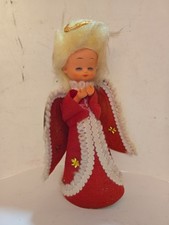 Vintage Angel Tree Topper Japan Eyelashes Halo Blonde Christmas Ornament picture