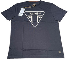 Triumph T-Shirt Mens Large Helston Jet Black Graphic Logo Cotton Short Sleeve picture