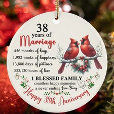 38 Year Of Marriage Ornament Happy 38th Anniversary Cardinal Love Christmas Gift picture