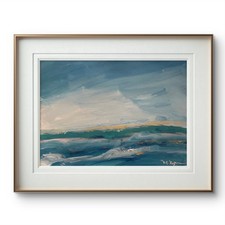 Mary Myers Original 9x12 Impressionist Blue Ocean Waves Painting Signed Paper picture