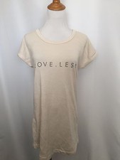 NWT ZARA W&B COL Womens sz Small Cream 'LOVE. LESS' Print Long Body Tunic Shirt picture