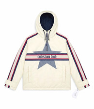 Dior Anorak D-Star Hooded Zip Jacket Unisex Kids M Polyamide Ivory/Navy/Red picture