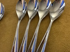 (4) SOUP SPOONS Nambe MAEVE Vietnam Stainless 18-10 Concave Outline (2avail) picture
