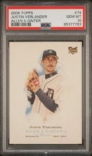 Graded 2006 Topps Allen & Ginter Justin Verlander #74 RC Card PSA 10 picture