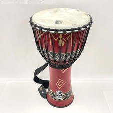 Toca Percussion Djembe Drum Red/Yellow/Black Pattern and Carrying Strap (Issues) picture