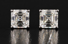 GIA 1.02 CTW Natural Asscher Diamond Stud Earrings I FL/IF Platinum PT950 picture