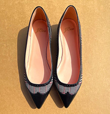 J.Crew Womens Plaid Pump Slip On Pointed Toe Black White Red Heel US 9 picture