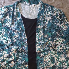 Notations Woman 3X Plus Teal Animal Print Knit Pullover Top Black White Pink picture