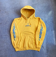 Y2K Billabong Yellow hoodie Blue Dragon Sleeve Graphics Men's M picture
