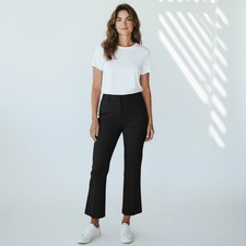 Maeve by Anthropologie Black Cropped Kick Flare Classic Chic Smart Pants Size 4 picture
