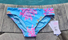 NWT Lilly Pulitzer Betie Bikini Bottom Royal Coral Aqua Blue Pink Lined Sz 0 XS picture