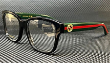 Gucci Rectangular Full Rim Plastic Eyeglasses Black Striped Temples 54-17 picture
