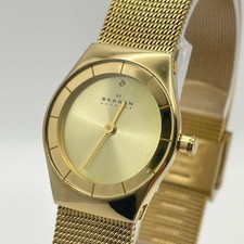 SKAGEN SKW2045 Gold Dial Crystal Quartz Women's Mesh Watch Denmark picture