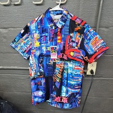 Surf Society Tokyo Neon City Graphic Button Shirt Men’s Large NWT Streetwear picture