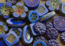 NEW PICASSO CZECH GLASS BEAD LOT  CZECH GLASS BEAD MIX BLUE COLOR PALETTE picture