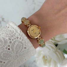 Sku0503 Gold and Green Gemstones Women Minimalist Bracelet Watch Stainless steel picture