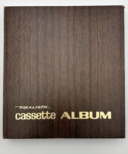 Vintage REALISTIC CASSETTE ALBUM Storage Woodgrain Case Holds 12 Tapes picture