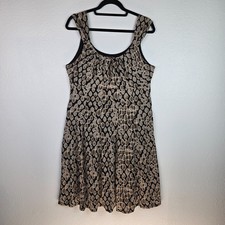George Sleeveless Fit & Flare Dress XL Black Beige Snake Print Lined Casual picture