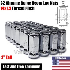 32 Chevy GMC Silverado Sierra 2500 3500 HD 14x1.5 XL Chrome Bulge Acorn Lug Nuts picture