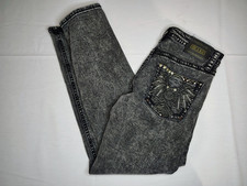 Fire & Rain Jeans Mens 32x32 Straight Acid Wash Black Studded Rhinestone Y2K NWT picture