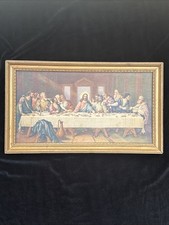 Brunozetti The Last Supper Art Print Vintage Wood Frame Mid Century 16x10” picture