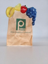 Publix Ceramic Brown Grocery Shopping Bag Vintage picture