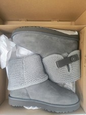 UGG Shaina Charcoal  Knit Suede  Boots Womens Size 10  picture