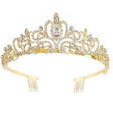 Makone Crowns for Women Princess Tiaras for Girls Queen Crown and Comb Tiara for picture