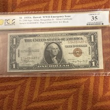 1935A $1 Hawaii WWII Emergency Issue Silver Certificate PCGS Choice VF 35 picture