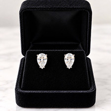2.03 CTW Lab Created Diamond Pear Stud Earrings D VVS1 925 Silver IGI picture