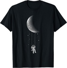 Moon Swing Stars Galaxy Astronaut Universe Space T-Shirt picture